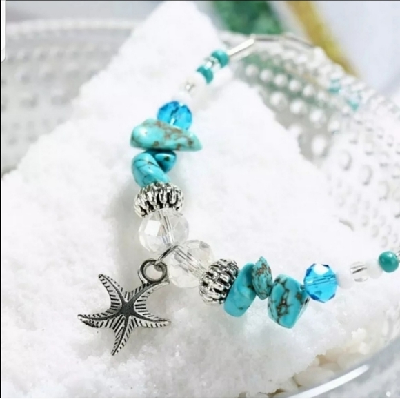 New Elegant Starfish Turquoise Ankle Bracelet - Picture 3 of 7